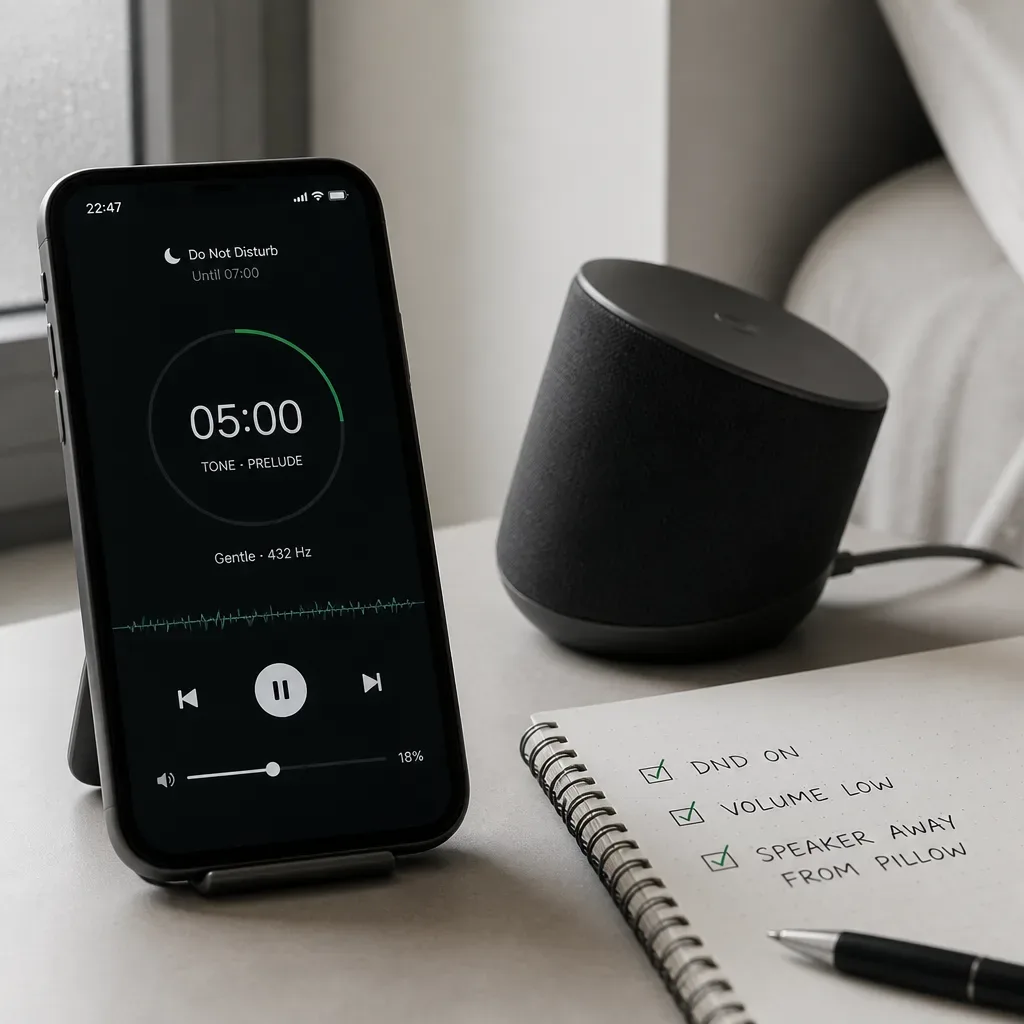 Phone and speaker set for a quiet audio routine
