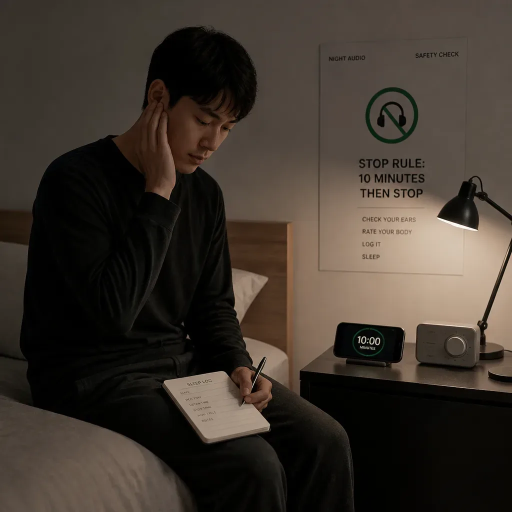 Listener noting symptoms after removing headphones