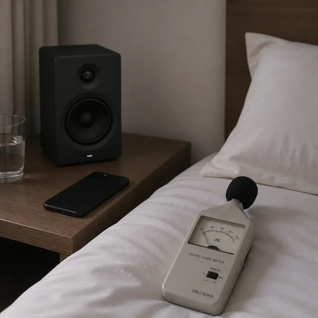 Speaker placed safely away from a pillow