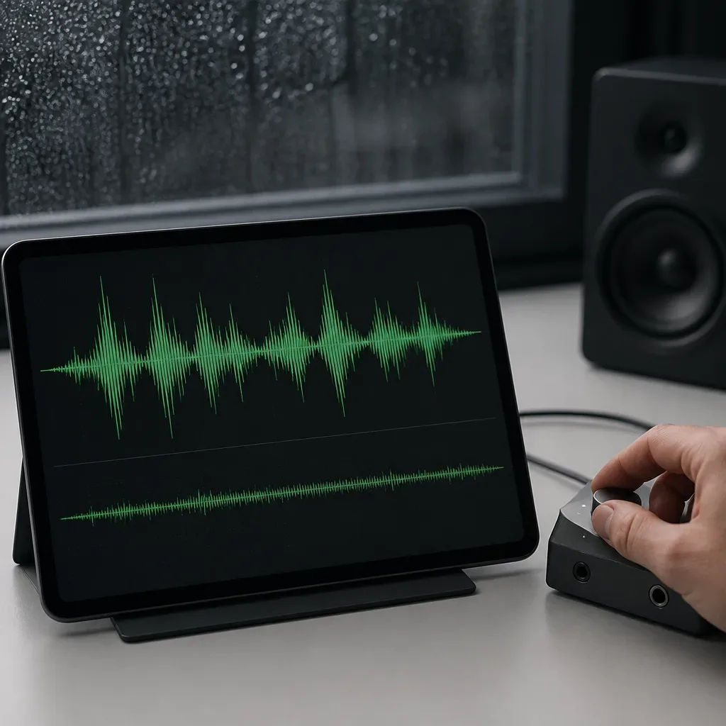 Voice waveform above a quieter background tone