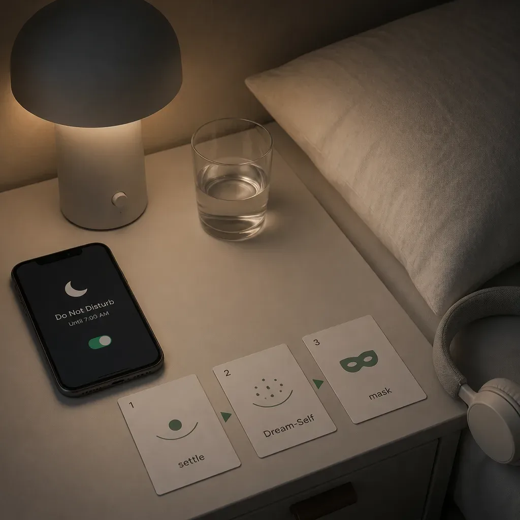 Bedside cards showing a simple audio play order