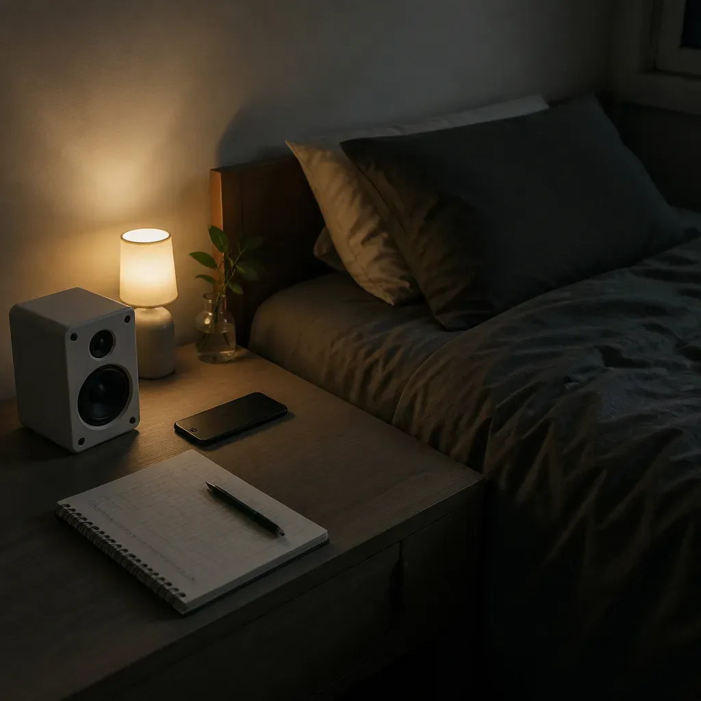Ciche ustawienie audio przy łóżku przed snem