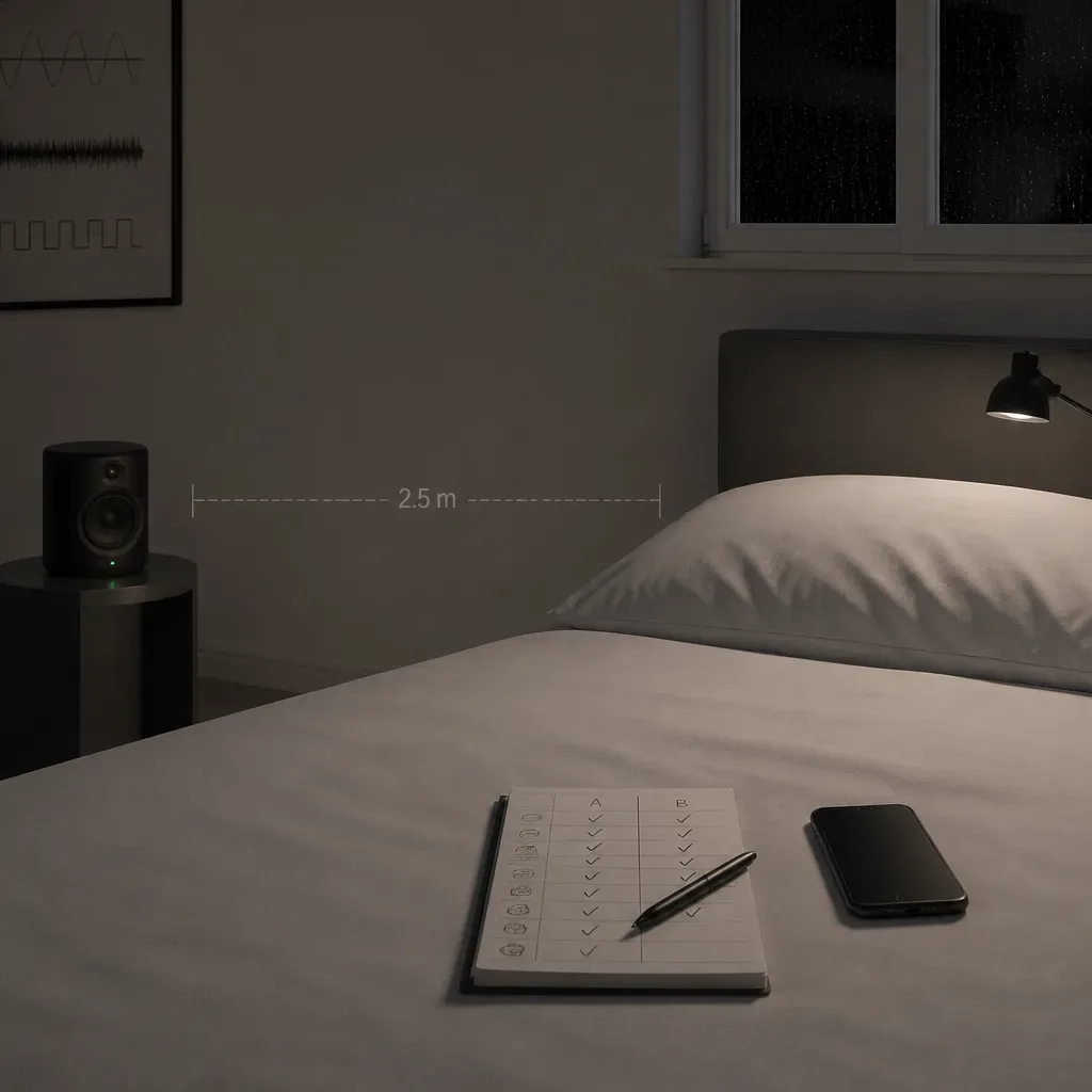 Bedside speaker set away from the pillow