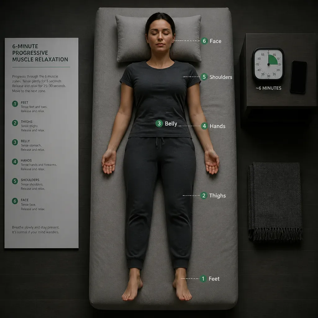 Six relaxation zones shown on a quiet bed