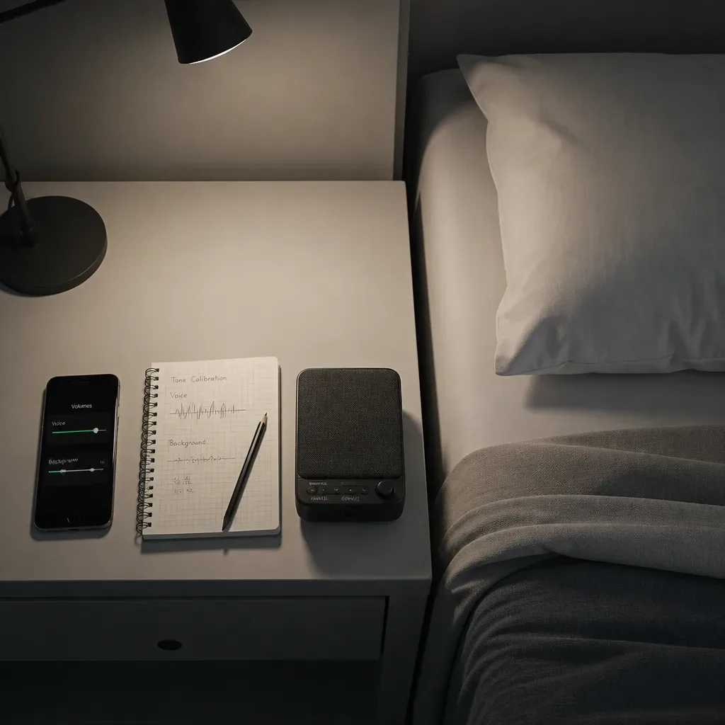 Bedside volume sliders set for clear spoken audio