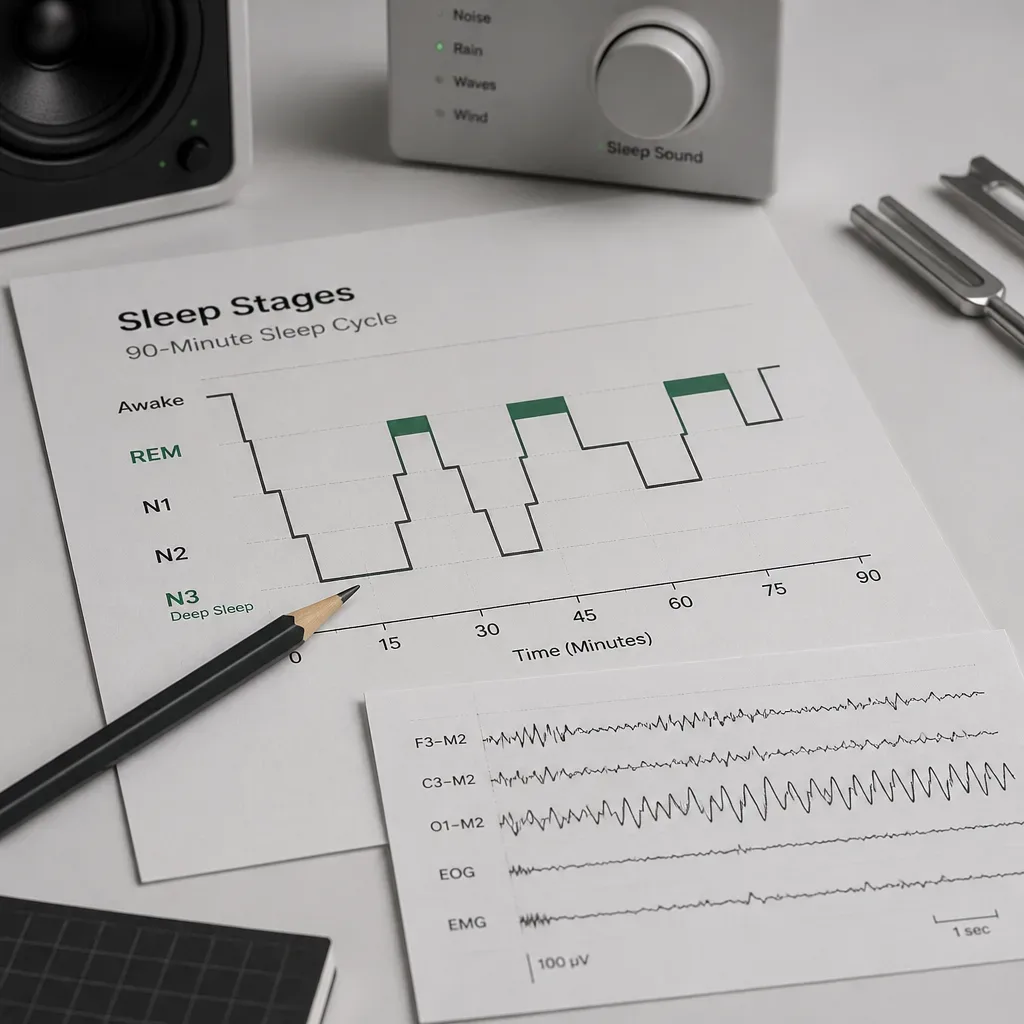 Sleep-stage chart marked for deep sleep timing