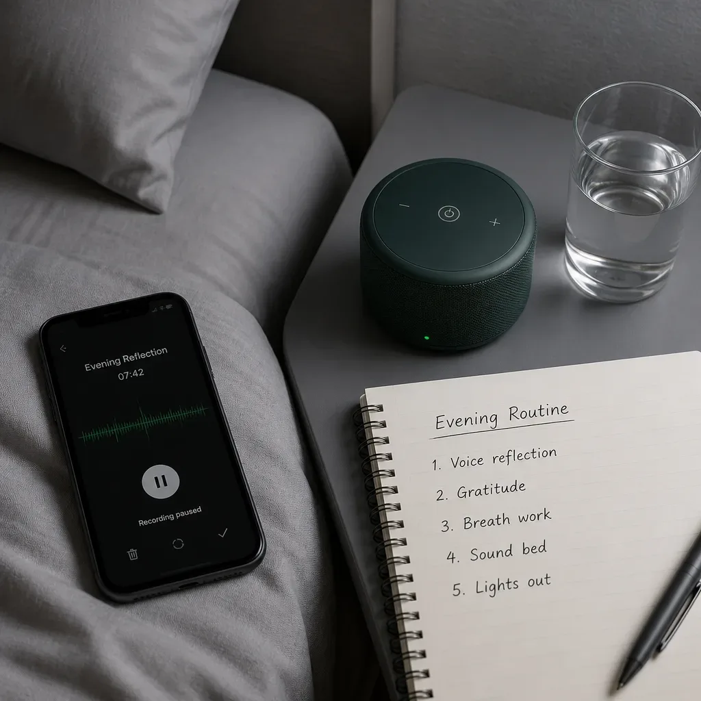 Bedside audio routine with phone and speaker