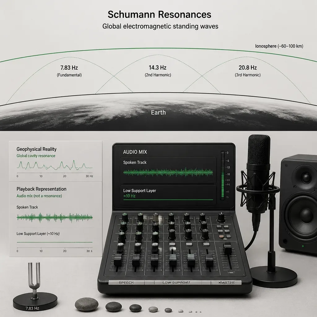 Diagram of Schumann resonance and audio representation