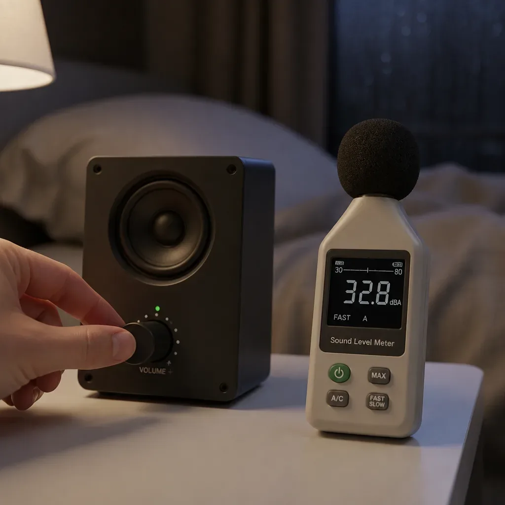 Hand setting a quiet speaker volume for sleep
