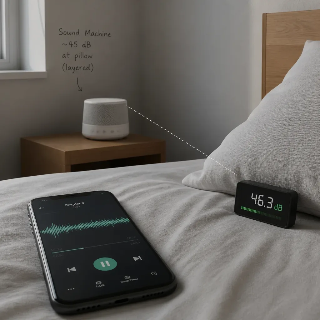 Handy-Stimmaudio mit entfernter Soundmaschine geschichtet