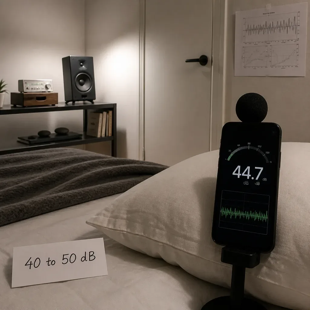 Phone measuring quiet speaker volume at pillow level